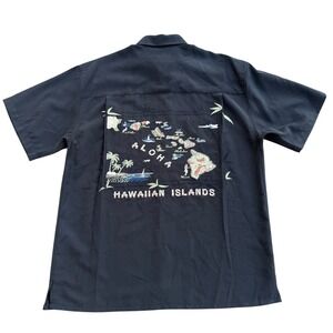 Bamboo Cay Men's Hawaiian Islands Aloha Embroidered Short Sleeve Button Up Shirt